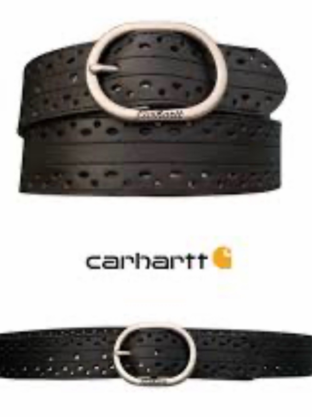 Women's XL Carhartt Black Leather Belt Perforated Design NWT Light Scuffing